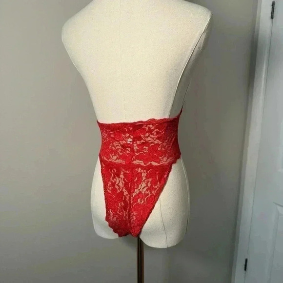 Vintage roselle red plunge lingerie bodysuit S - Picture 4 of 5